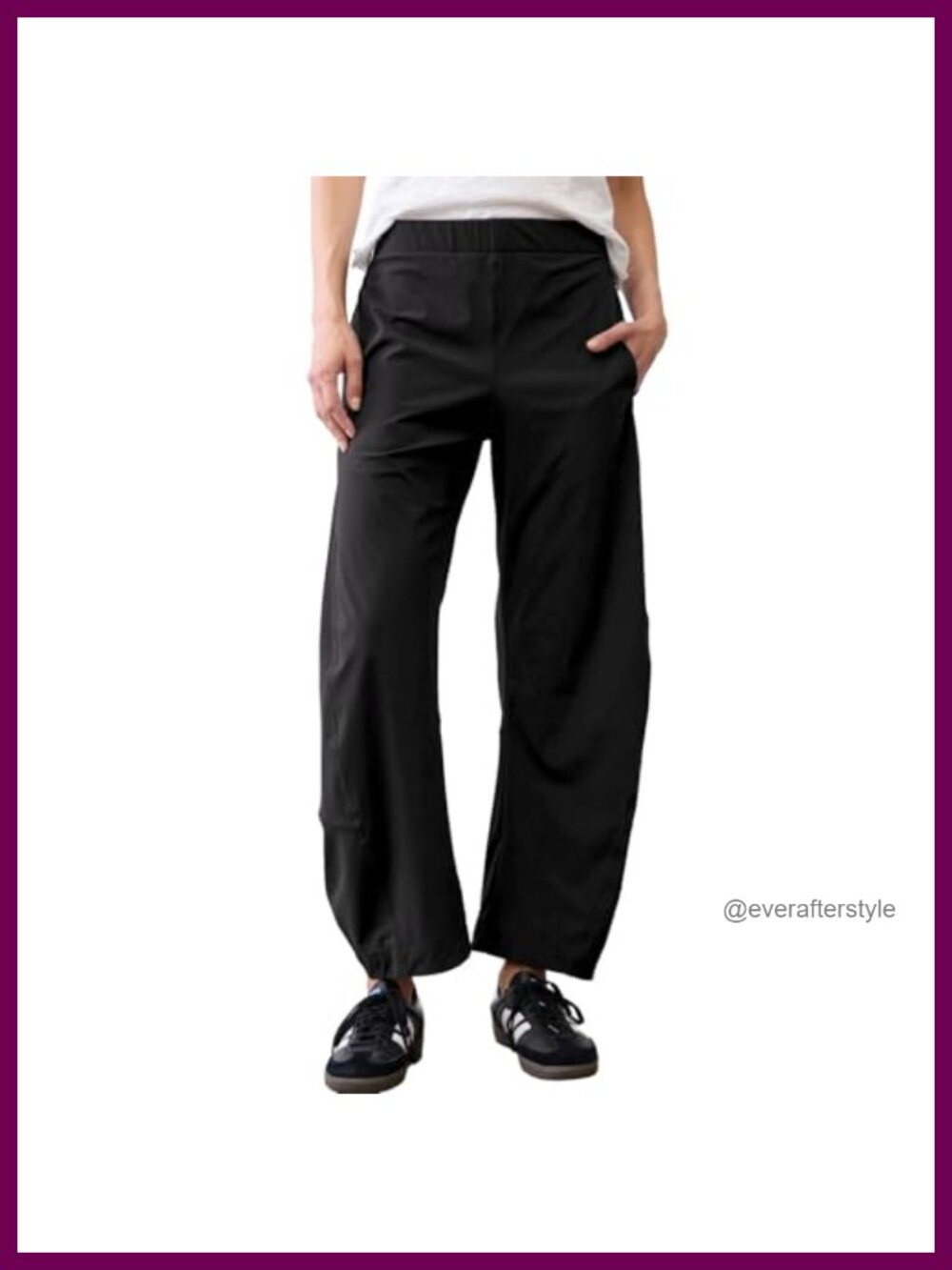 Women's Barrel Pants Elastic Waist Tapered Leg Travel Trousers